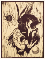 Sun Hare & Moon Hare - Relief print. 2016